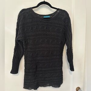 Alice + Olivia 'Hayden' BLACK linen cable knit sweater - size M